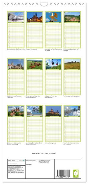 Produktbild: Familienplaner 2026 - Der Harz und sein Vorland mit 5 Spalten (Wandkalender, 21 x 45 cm) CALVENDO
