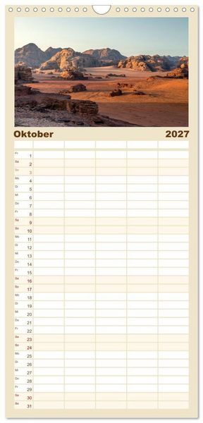 Produktbild: Familienplaner 2027 - Jordanien Sand, Stein und Salz mit 5 Spalten (Wandkalender, 21 x 45 cm) CALVENDO