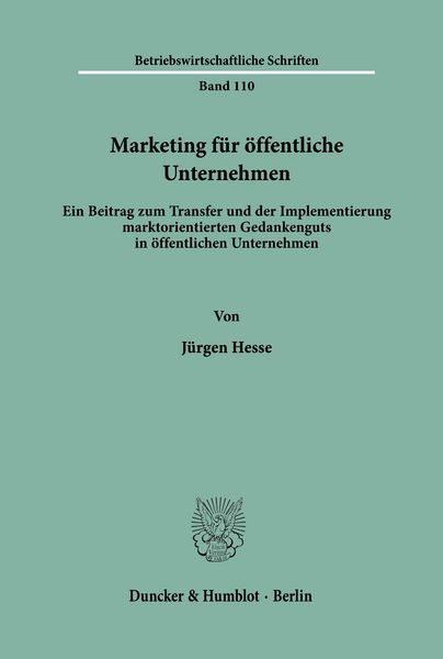 Produktbild: Marketing f&uuml;r &ouml;ffentliche Unternehmen.