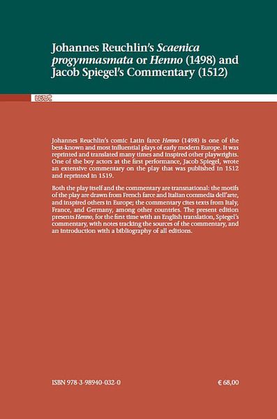 Produktbild: Johannes Reuchlin's "Scaenica progymnasmata" or "Henno" (1498) and Jacob Spiegel's Commentary (1512)