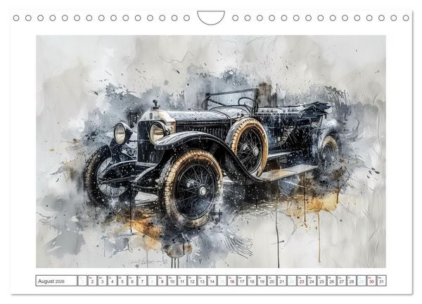 Produktbild: Aquarell Oldtimer (Wandkalender 2026 DIN A4 quer), CALVENDO Monatskalender