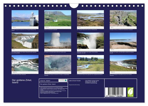 Produktbild: Der goldene Zirkel, Island (Wandkalender 2026 DIN A4 quer), CALVENDO Monatskalender