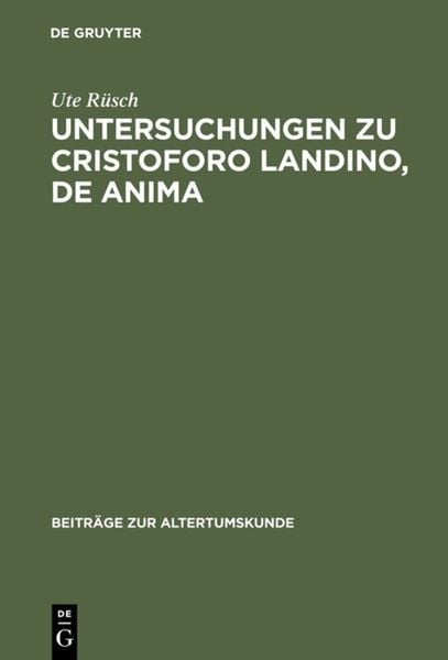 Produktbild: Untersuchungen zu Cristoforo Landino, De anima
