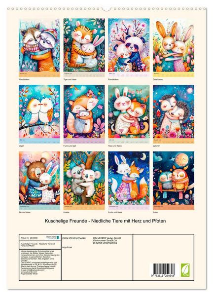 Produktbild: Kuschelige Freunde - Niedliche Tiere mit Herz und Pfoten (hochwertiger Premium Wandkalender 2026 DIN A2 hoch), Kunstdruck in Hochglanz