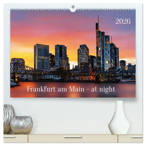 Produktbild: Frankfurt am Main - at night (hochwertiger Premium Wandkalender 2026 DIN A2 quer), Kunstdruck in Hochglanz
