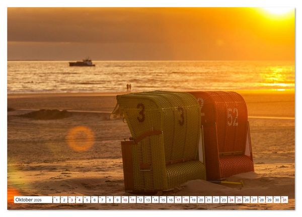 Produktbild: Strandk&ouml;rbe &ndash; Licht. Stille. Nordsee Borkum 2026 (Wandkalender 2026 DIN A4 quer), CALVENDO Monatskalender