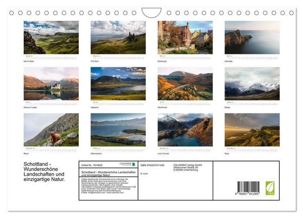 Produktbild: Schottland - Wundersch&ouml;ne Landschaften und einzigartige Natur. (Wandkalender 2026 DIN A4 quer), CALVENDO Monatskalender
