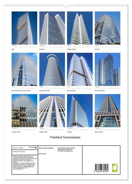 Produktbild: Frankfurt Turmvisionen (Wandkalender 2026 DIN A2 hoch), CALVENDO Monatskalender
