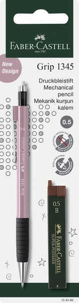 Produktbild: FABER-CASTELL Druckbleistift Grip 1345 + Ersatzminen 0,5mm blau Blister, 5fach sortiert