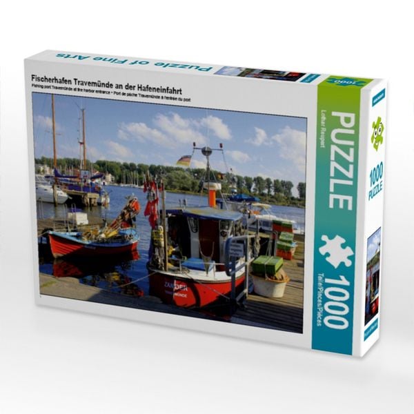 CALVENDO Puzzle Fischerhafen Travemünde an der Hafeneinfahrt | 1000 Teile Lege-Größe 64x48cm Foto-Puzzle für glückliche Stunden
