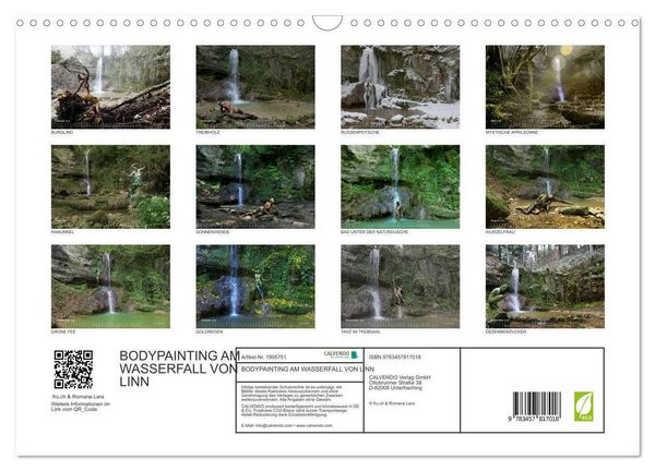 Produktbild: BODYPAINTING AM WASSERFALL VON LINN (Wandkalender 2026 DIN A3 quer), CALVENDO Monatskalender