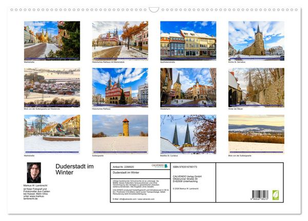 Produktbild: Duderstadt im Winter (Wandkalender 2027 DIN A2 quer), CALVENDO Monatskalender