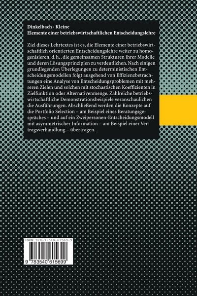 Produktbild: Elemente einer betriebswirtschaftlichen Entscheidungslehre