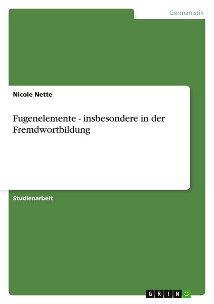 Produktbild: Fugenelemente - insbesondere in der Fremdwortbildung