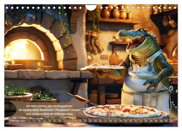 Produktbild: Tierisch lustige Pizzab&auml;cker (Wandkalender 2026 DIN A4 quer), CALVENDO Monatskalender
