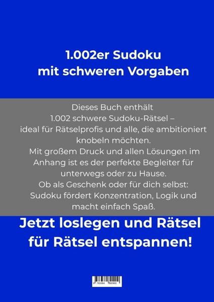 Produktbild: 1.002er Sudoku schwer