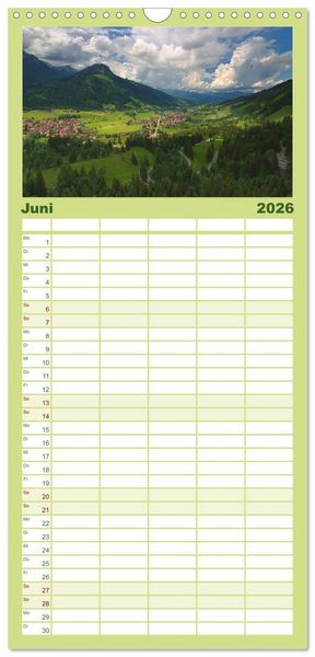 Produktbild: Familienplaner 2026 - Bergwelten mit 5 Spalten (Wandkalender, 21 x 45 cm) CALVENDO