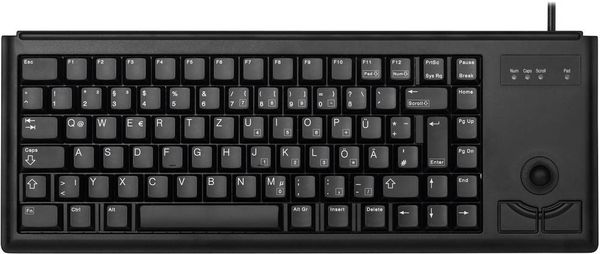 Cherry Compact-Keyboard G84-4400 USB Tastatur Deutsch, QWERTZ Schwarz Integrierter Trackball