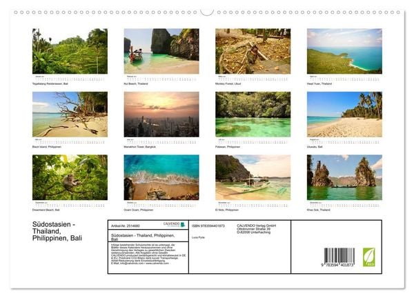 Produktbild: S&uuml;dostasien - Thailand, Philippinen, Bali (hochwertiger Premium Wandkalender 2027 DIN A2 quer), Kunstdruck in Hochglanz