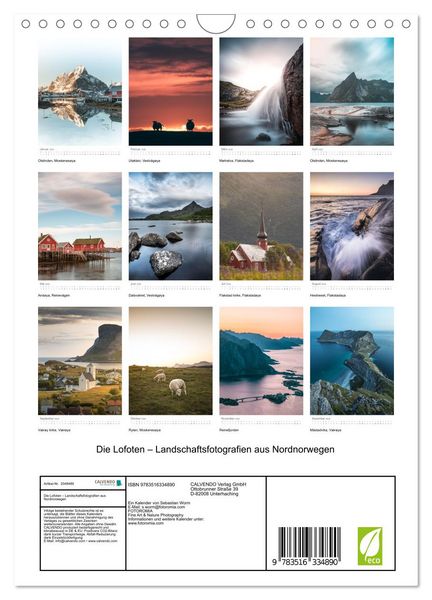 Produktbild: Die Lofoten &ndash; Landschaftsfotografien aus Nordnorwegen (Wandkalender 2026 DIN A4 hoch), CALVENDO Monatskalender