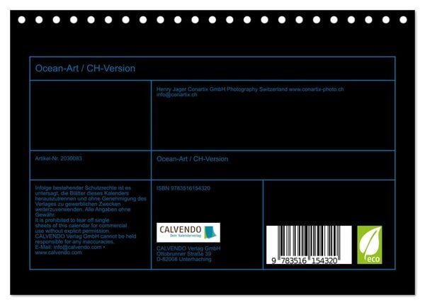 Produktbild: Ocean-Art / CH-Version (Tischkalender 2026 DIN A5 quer), CALVENDO Monatskalender