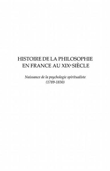 Produktbild: Histoire de la philosophie en france au xixe siecle