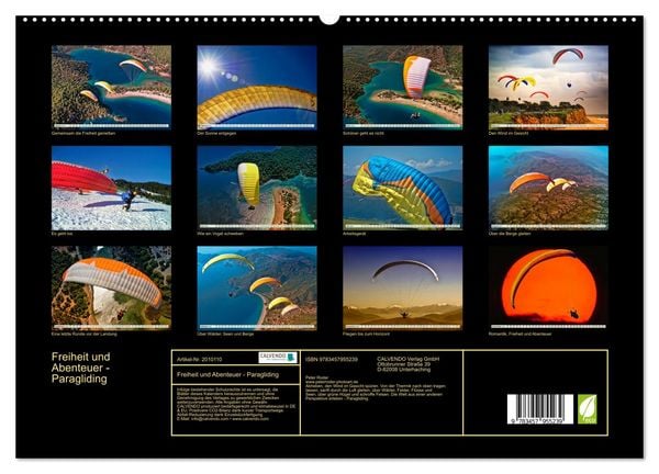 Produktbild: Freiheit und Abenteuer - Paragliding (hochwertiger Premium Wandkalender 2026 DIN A2 quer), Kunstdruck in Hochglanz