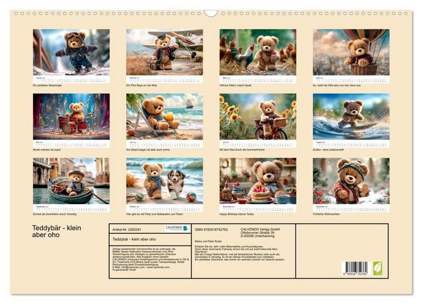 Produktbild: Teddyb&auml;r - klein aber oho (Wandkalender 2027 DIN A2 quer), CALVENDO Monatskalender