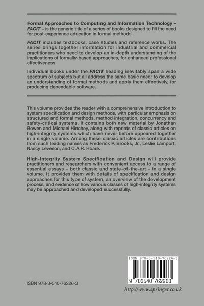 Produktbild: High-Integrity System Specification and Design