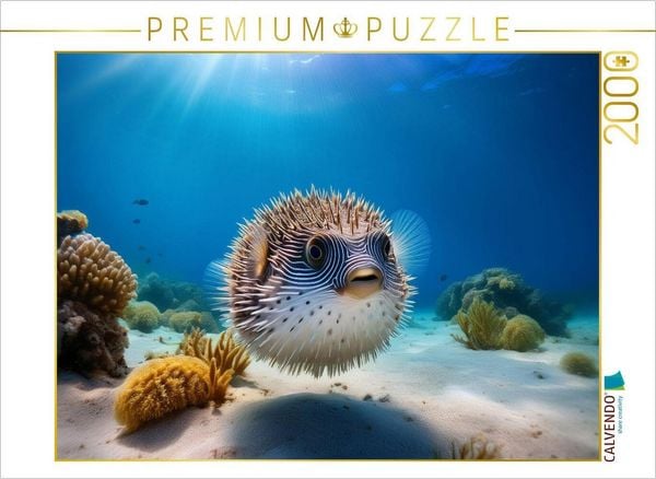 CALVENDO Puzzle Kugelfisch im blauen Meer | 2000 Teile Lege-Größe 90 × 67 cm Foto-Puzzle für glückliche Stunden