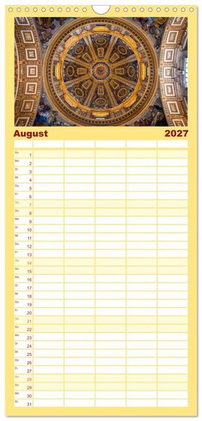 Produktbild: Familienplaner 2027 - San Pietro - Petersplatz und Petersdom mit 5 Spalten (Wandkalender, 21 x 45 cm) CALVENDO