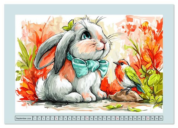 Produktbild: Kaninchen im Gl&uuml;ck. Entz&uuml;ckende Cartoons von s&uuml;&szlig;en Hasen (Wandkalender 2026 DIN A4 quer), CALVENDO Monatskalender