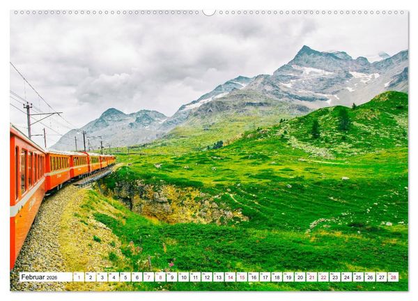 Produktbild: Rh&auml;tische Bahn - Fahrt durch die B&uuml;ndner Alpen (Wandkalender 2026 DIN A2 quer), CALVENDO Monatskalender