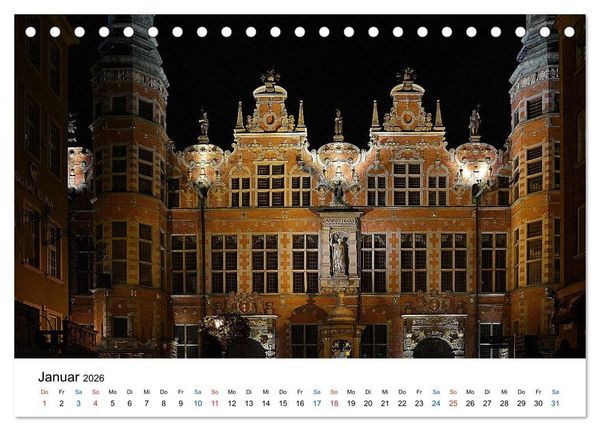Produktbild: Das alte Danzig - Ein Stadtbummel am Abend (Tischkalender 2026 DIN A5 quer), CALVENDO Monatskalender