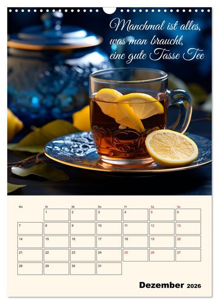 Produktbild: Du, mein geliebter Tee (Wandkalender 2026 DIN A3 hoch), CALVENDO Monatskalender
