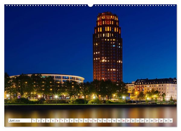 Produktbild: Frankfurt am Main - at night (hochwertiger Premium Wandkalender 2026 DIN A2 quer), Kunstdruck in Hochglanz