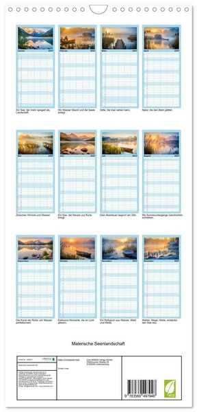 Produktbild: Familienplaner 2027 - Malerische Seenlandschaft mit 5 Spalten (Wandkalender, 21 x 45 cm) CALVENDO