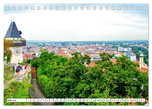 Produktbild: Graz - Ausblick auf die Dachlandschaft (Tischkalender 2026 DIN A5 quer), CALVENDO Monatskalender