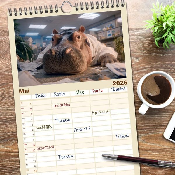 Produktbild: Familienplaner 2026 - Die Chaos GmbH - Tierisch faule Kollegen mit 5 Spalten (Wandkalender, 21 x 45 cm) CALVENDO