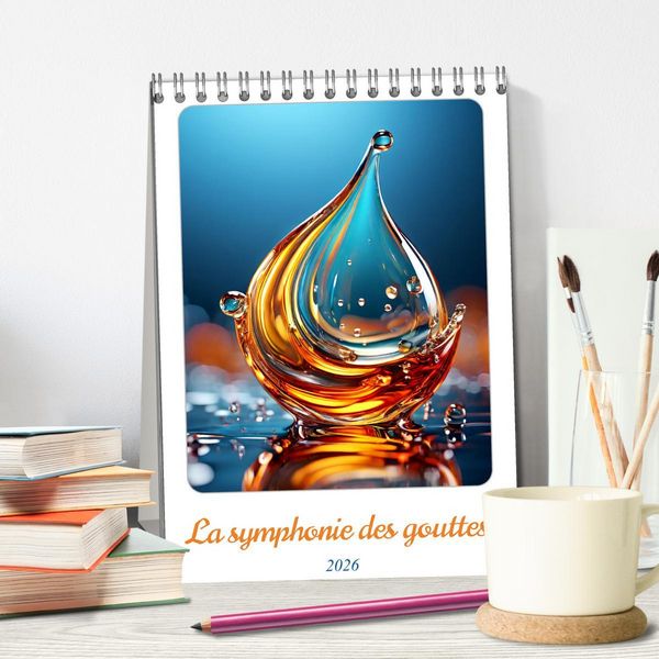 Produktbild: La symphonie des gouttes (Calendrier de bureau 2026 DIN A5 horizontal), CALVENDO calendrier mensuel