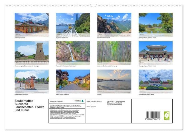 Produktbild: Zauberhaftes S&uuml;dkorea Landschaften, St&auml;dte und Kultur (hochwertiger Premium Wandkalender 2026 DIN A2 quer), Kunstdruck in Hochglanz