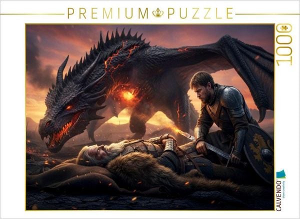 Produktbild: CALVENDO Puzzle Beowulf stirbt nach dem Sieg &uuml;ber Drachen | 1000 Teile Lege-Gr&ouml;&szlig;e 64x48cm Foto-Puzzle f&uuml;r gl&uuml;ckliche Stunden