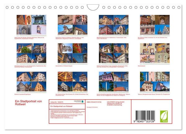Produktbild: Ein Stadtportrait von Rottweil (Wandkalender 2026 DIN A4 quer), CALVENDO Monatskalender