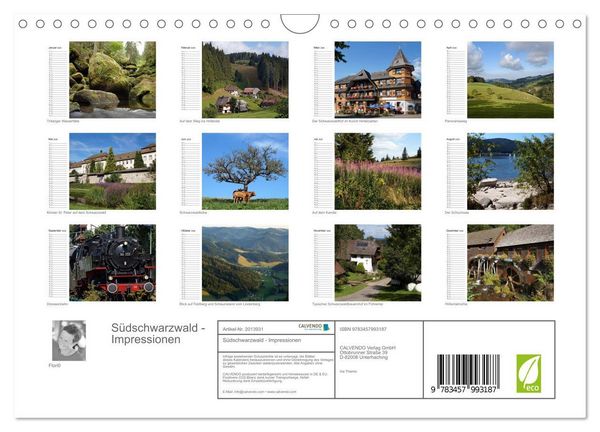 Produktbild: S&uuml;dschwarzwald - Impressionen (Wandkalender 2026 DIN A4 quer), CALVENDO Monatskalender