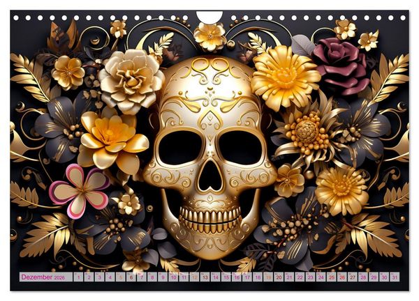 Produktbild: Skull Flower - Totenkopf ART (Wandkalender 2026 DIN A4 quer), CALVENDO Monatskalender
