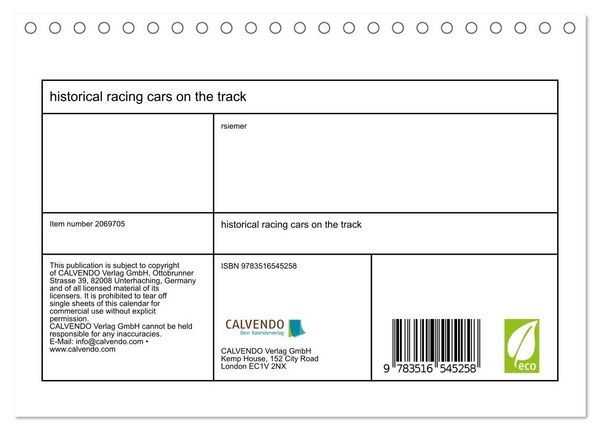 Produktbild: historical racing cars on the track (Desk Calendar 2026 DIN A5 landscape), CALVENDO 12 Month DeskCalendar