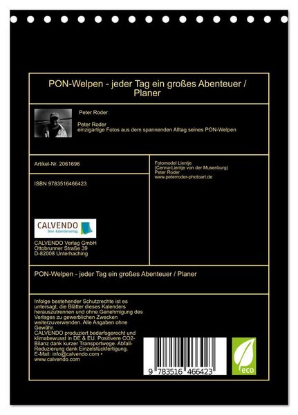 Produktbild: PON-Welpen - jeder Tag ein gro&szlig;es Abenteuer / Planer (Tischkalender 2026 DIN A5 hoch), CALVENDO Monatskalender