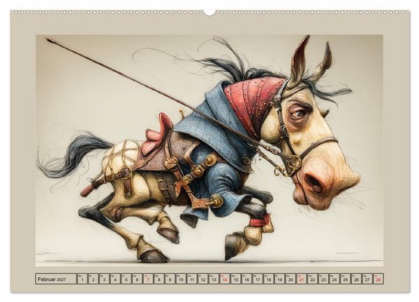 Produktbild: Wundersame Pferde. Karikaturen zwischen Humor, Melancholie und Fantasie (hochwertiger Premium Wandkalender 2027 DIN A2 quer), Kunstdruck in Hochglanz