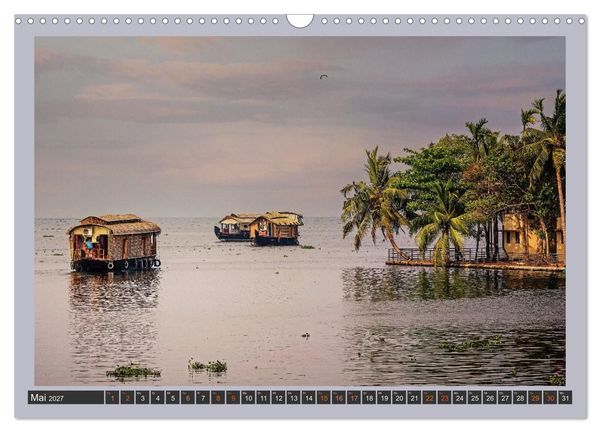 Produktbild: Kerala Backwaters - mit dem Hausboot durch die tropische Wasserwelt (Wandkalender 2027 DIN A3 quer), CALVENDO Monatskalender