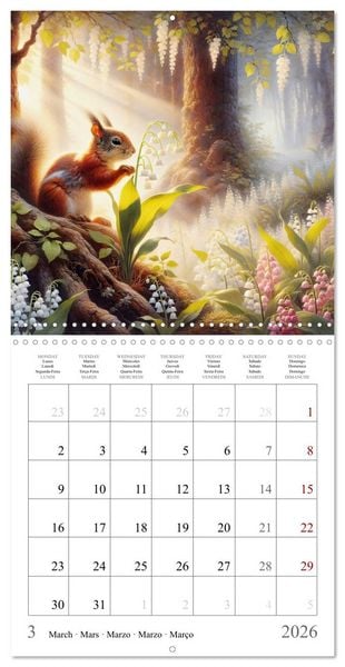 Produktbild: Magie de l'&eacute;cureuil (Calendrier mural carr&eacute; 2026 30x30 cm) Calendrier double avec une page pour vos prises de notes